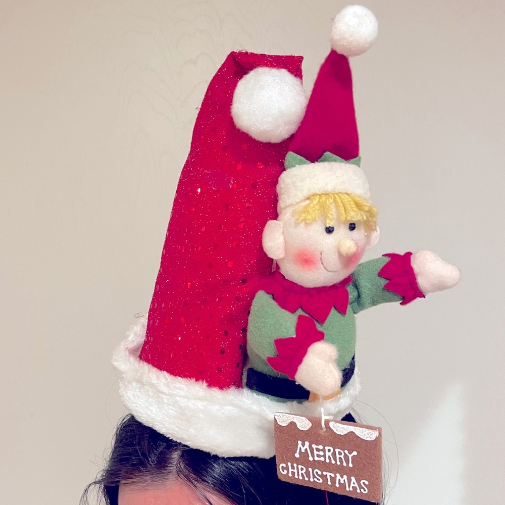 🎁 HOLIDAY SPECIAL 🎁 plush Santa party hat with elf